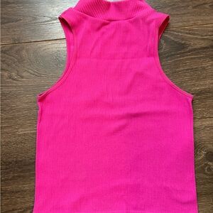 Sleeveless Pink Ribbed Top